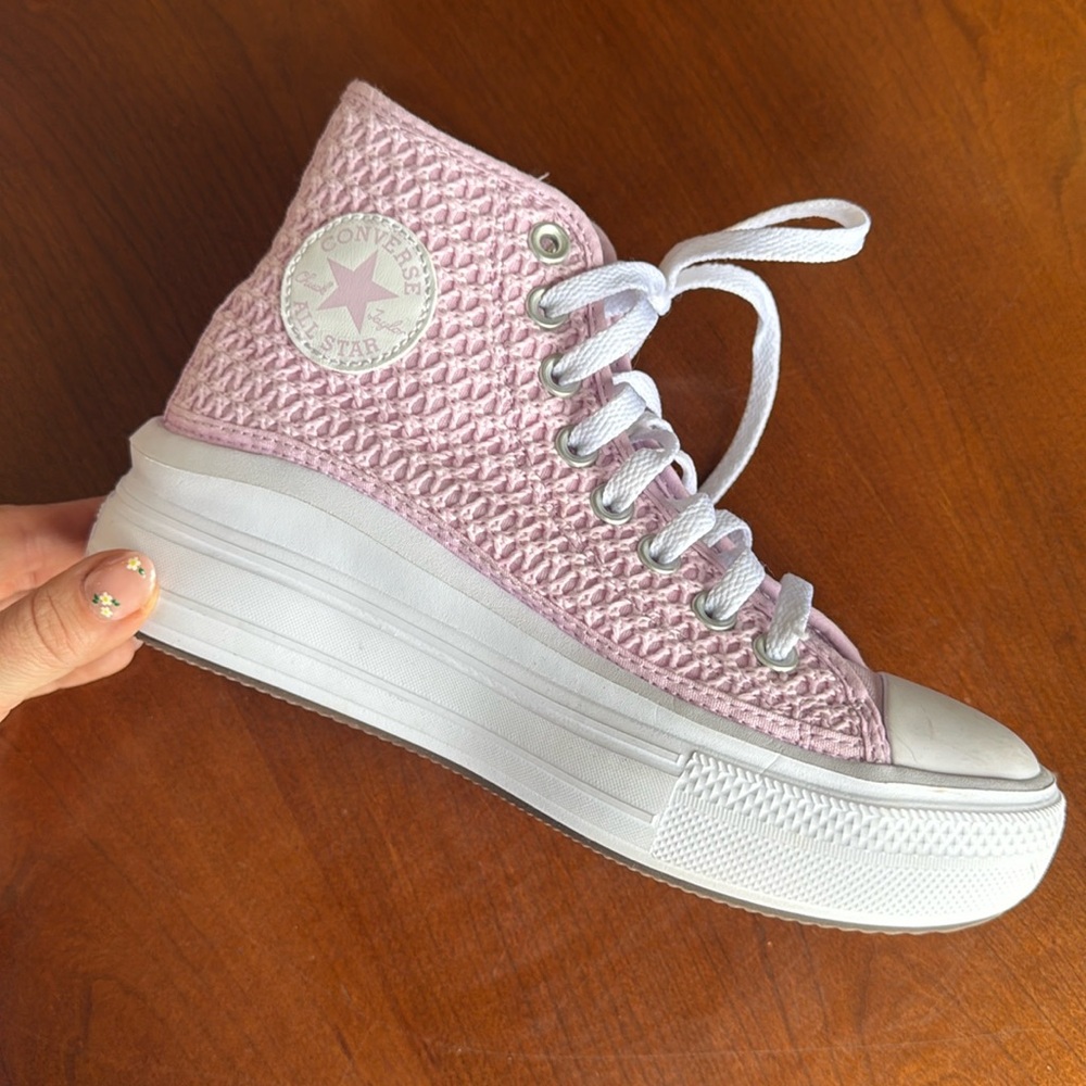 Converse Chuck Taylor All Star Move Hi Crochet Stardust Pink Women US 4